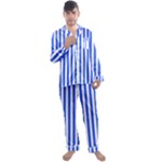 Blue Stripes, Sticker, Stickers Men s Long Sleeve Satin Pajamas Set