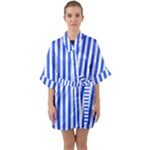 Blue Stripes, Sticker, Stickers Half Sleeve Satin Kimono 