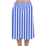 Blue Stripes, Sticker, Stickers Velvet Flared Midi Skirt