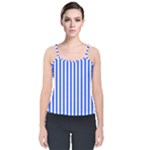 Blue Stripes, Sticker, Stickers Velvet Spaghetti Strap Top