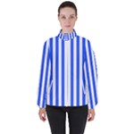 Blue Stripes, Sticker, Stickers Women s High Neck Windbreaker