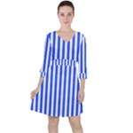 Blue Stripes, Sticker, Stickers Quarter Sleeve Ruffle Waist Dress