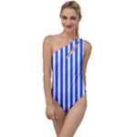 Blue Stripes, Sticker, Stickers To One Side Swimsuit