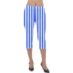 Blue Stripes, Sticker, Stickers Lightweight Velour Capri Leggings 