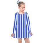 Blue Stripes, Sticker, Stickers Kids  Long Sleeve Dress