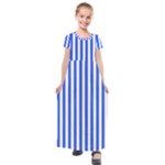 Blue Stripes, Sticker, Stickers Kids  Short Sleeve Maxi Dress