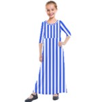 Blue Stripes, Sticker, Stickers Kids  Quarter Sleeve Maxi Dress