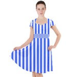 Blue Stripes, Sticker, Stickers Cap Sleeve Midi Dress