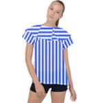 Blue Stripes, Sticker, Stickers Ruffle Collar Chiffon Blouse