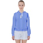 Blue Stripes, Sticker, Stickers Women s Tie Up Sweat