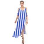 Blue Stripes, Sticker, Stickers Maxi Chiffon Cover Up Dress