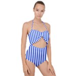 Blue Stripes, Sticker, Stickers Scallop Top Cut Out Swimsuit