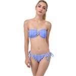 Blue Stripes, Sticker, Stickers Twist Bandeau Bikini Set