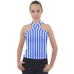 Blue Stripes, Sticker, Stickers Cross Neck Velour Top