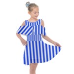 Blue Stripes, Sticker, Stickers Kids  Shoulder Cutout Chiffon Dress