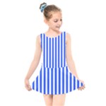 Blue Stripes, Sticker, Stickers Kids  Skater Dress Swimsuit