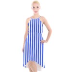 Blue Stripes, Sticker, Stickers High-Low Halter Chiffon Dress 