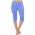 Blue Stripes, Sticker, Stickers Lightweight Velour Cropped Yoga Leggings