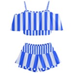 Blue Stripes, Sticker, Stickers Kids  Off Shoulder Skirt Bikini