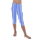 Blue Stripes, Sticker, Stickers Kids  Lightweight Velour Capri Leggings 