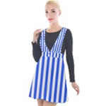 Blue Stripes, Sticker, Stickers Plunge Pinafore Velour Dress