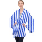 Blue Stripes, Sticker, Stickers Long Sleeve Velvet Kimono 