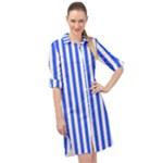 Blue Stripes, Sticker, Stickers Long Sleeve Mini Shirt Dress