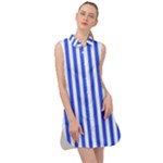 Blue Stripes, Sticker, Stickers Sleeveless Shirt Dress