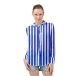 Blue Stripes, Sticker, Stickers Long Sleeve Chiffon Shirt