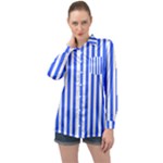 Blue Stripes, Sticker, Stickers Long Sleeve Satin Shirt