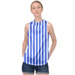 Blue Stripes, Sticker, Stickers High Neck Satin Top