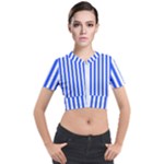 Blue Stripes, Sticker, Stickers Short Sleeve Cropped Jacket