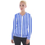 Blue Stripes, Sticker, Stickers Velvet Zip Up Jacket