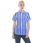 Blue Stripes, Sticker, Stickers Women s Short Sleeve Pocket Shirt