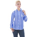 Blue Stripes, Sticker, Stickers Women s Long Sleeve Pocket Shirt