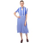 Blue Stripes, Sticker, Stickers Keyhole Neckline Chiffon Dress