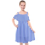 Blue Stripes, Sticker, Stickers Kids  Cut Out Shoulders Chiffon Dress