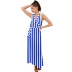 Blue Stripes, Sticker, Stickers V-Neck Chiffon Maxi Dress