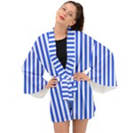 Blue Stripes, Sticker, Stickers Long Sleeve Kimono