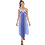 Blue Stripes, Sticker, Stickers Halter Tie Back Dress 