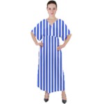 Blue Stripes, Sticker, Stickers V-Neck Boho Style Maxi Dress