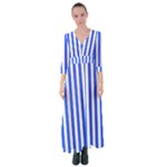 Blue Stripes, Sticker, Stickers Button Up Maxi Dress