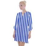 Blue Stripes, Sticker, Stickers Open Neck Shift Dress