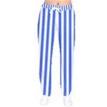 Blue Stripes, Sticker, Stickers Women Velvet Drawstring Pants