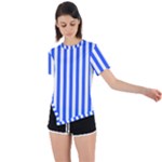 Blue Stripes, Sticker, Stickers Asymmetrical Short Sleeve Sports T-Shirt