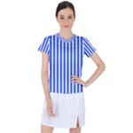 Blue Stripes, Sticker, Stickers Women s Sports Top