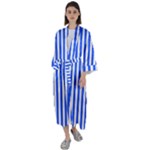 Blue Stripes, Sticker, Stickers Maxi Satin Kimono