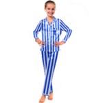 Blue Stripes, Sticker, Stickers Kids  Satin Long Sleeve Pajamas Set