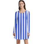 Blue Stripes, Sticker, Stickers Long Sleeve Velour Skater Dress