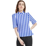 Blue Stripes, Sticker, Stickers Frill Neck Blouse